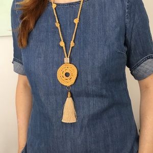 Handmade crochet necklace bohemian style.